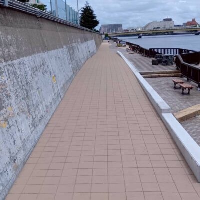 【ストリートプリント】施工実績-東京 台東区 隅田川 防潮堤耐震補強工事
